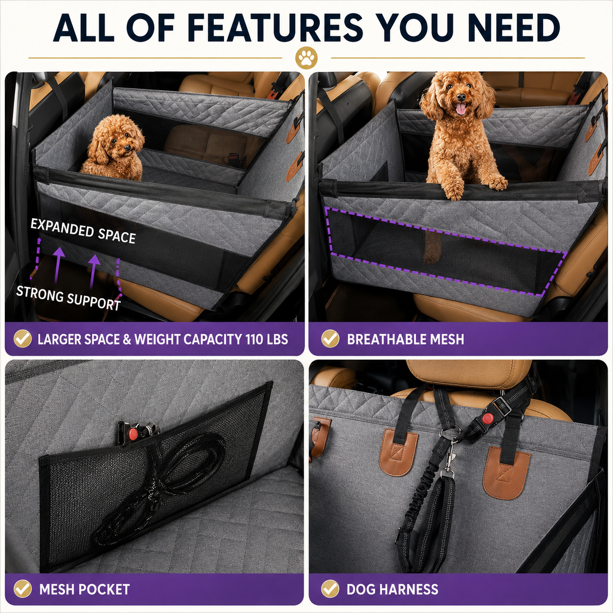 PawTerminal Backseat Dog Hammock with Mesh Window