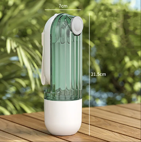 2-in-1 Portable Pet Water Bottle Green Dog Walking Drinking Cup with Feeding Bowl | Pet Travel Essentials
