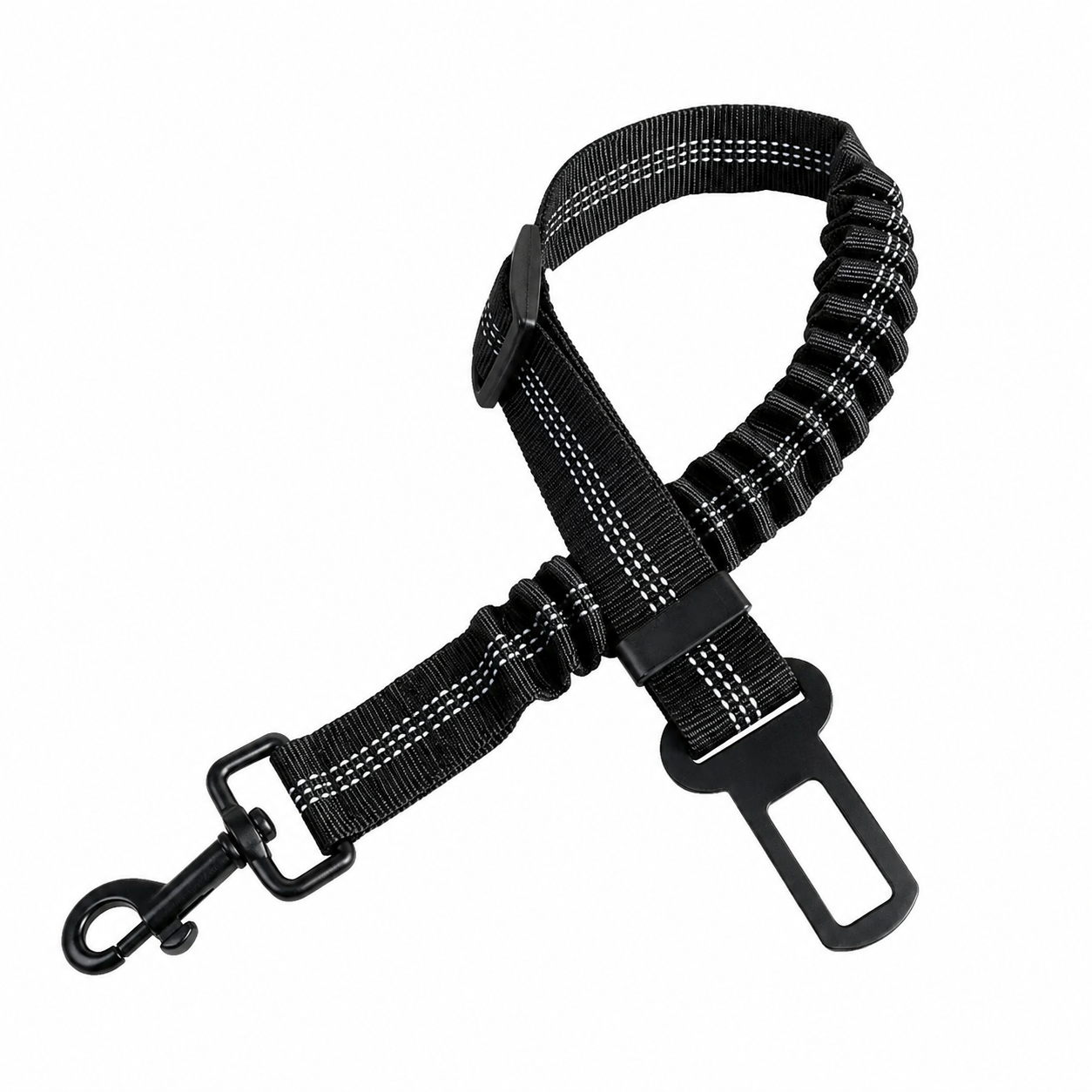 Reflective Dog Car Seat Belt — Shock-Absorbing Bungee Safety Restraint