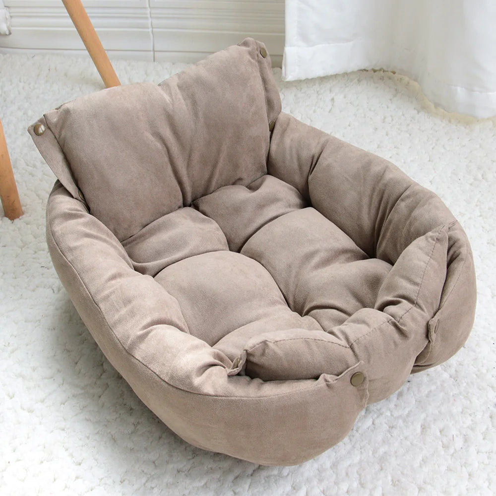 FlexiNest 3-in-1 Pet Bed – Convertible Dog & Cat Sofa Bed, Warm Plush Washable Cushion