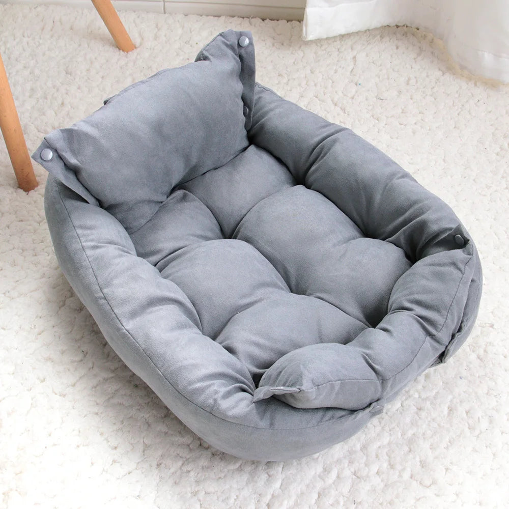 FlexiNest 3-in-1 Pet Bed – Convertible Dog & Cat Sofa Bed, Warm Plush Washable Cushion