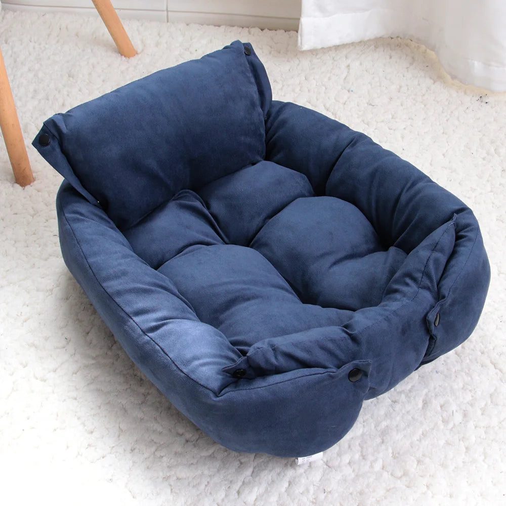 FlexiNest 3-in-1 Pet Bed – Convertible Dog & Cat Sofa Bed, Warm Plush Washable Cushion