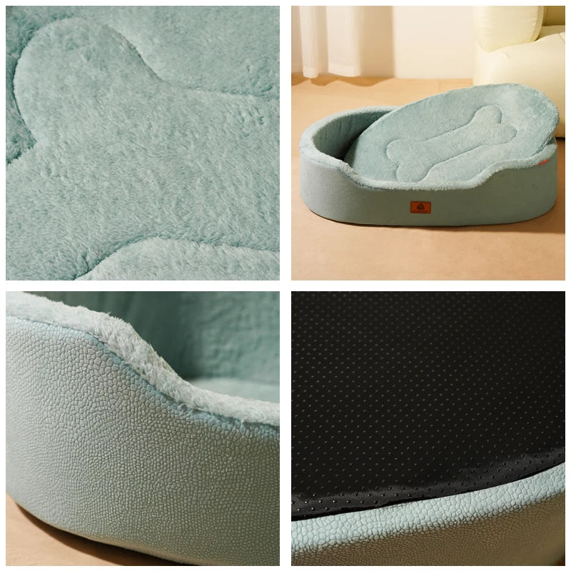 Premium Memory Foam Dog Bed – Cozy Winter Sofa Bed for Large Dogs with Raised Edges