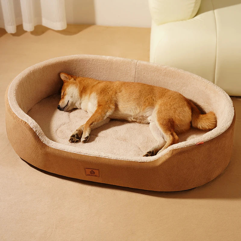Premium Memory Foam Dog Bed – Cozy Winter Sofa Bed for Large Dogs with Raised Edges