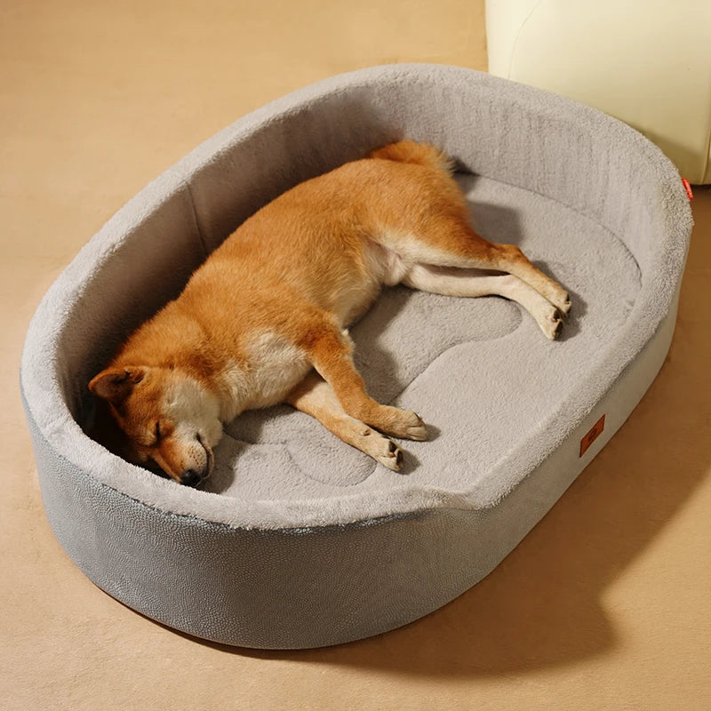 Premium Memory Foam Dog Bed – Cozy Winter Sofa Bed for Large Dogs with Raised Edges
