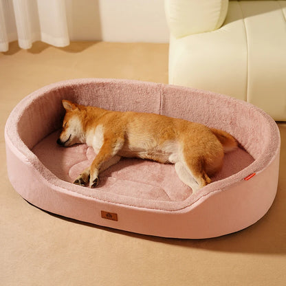 Premium Memory Foam Dog Bed – Cozy Winter Sofa Bed for Large Dogs with Raised Edges