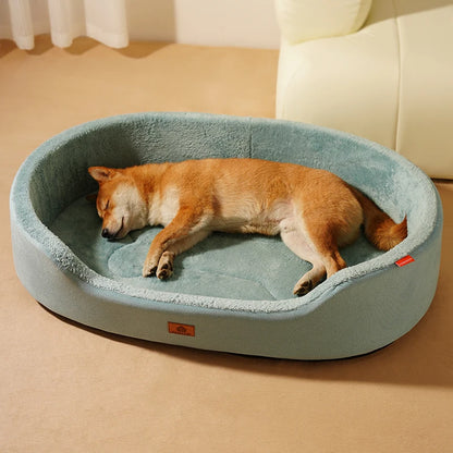Premium Memory Foam Dog Bed – Cozy Winter Sofa Bed for Large Dogs with Raised Edges