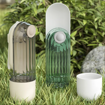 2-in-1 Portable Pet Water Bottle Green Dog Walking Drinking Cup with Feeding Bowl | Pet Travel Essentials
