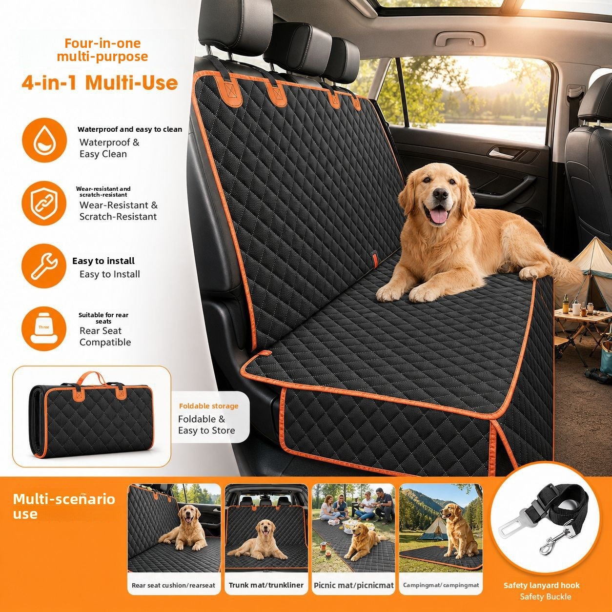 PawTerminal ComfortRide Car Bed for Dogs