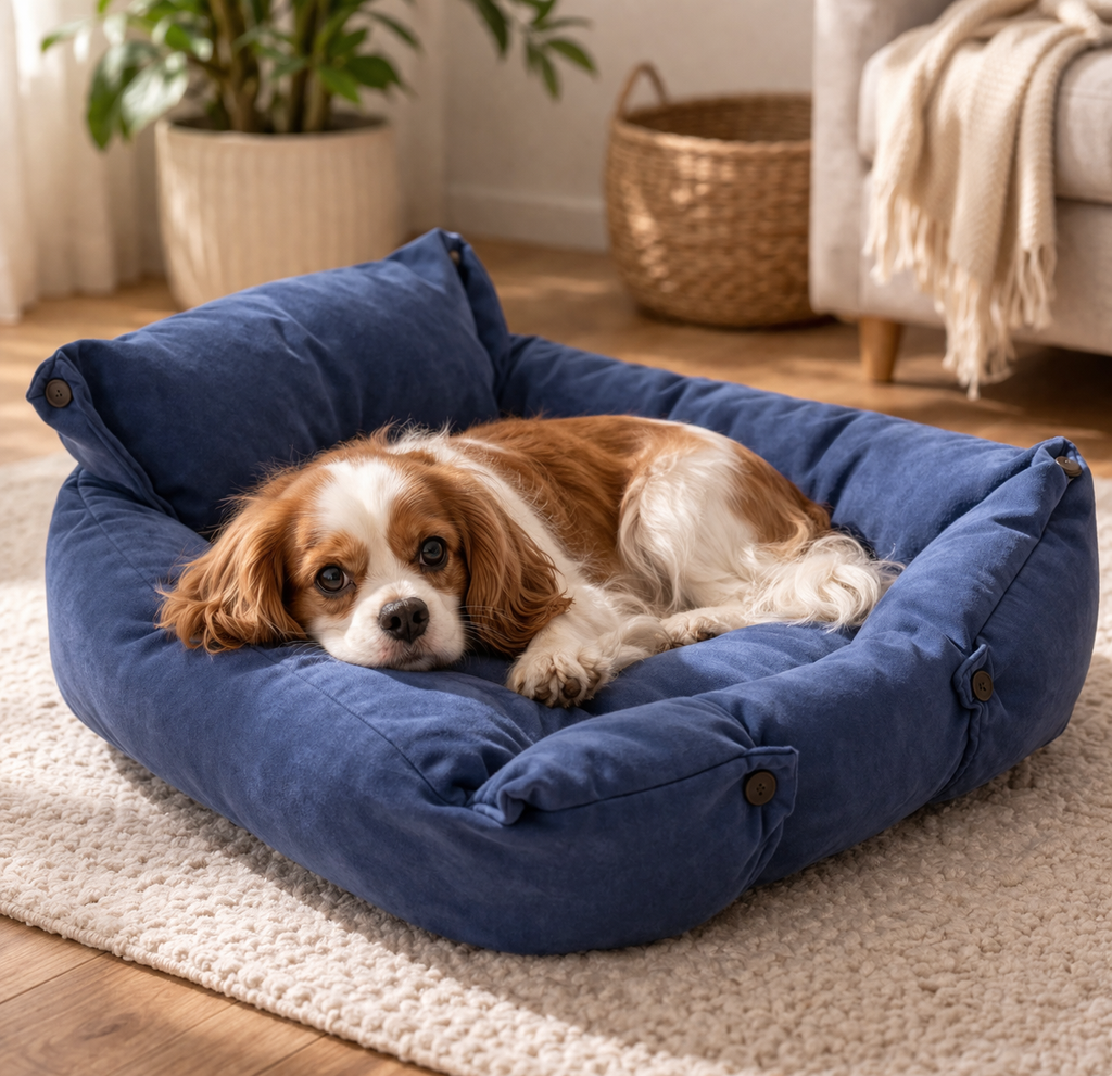FlexiNest 3-in-1 Pet Bed – Convertible Dog & Cat Sofa Bed, Warm Plush Washable Cushion