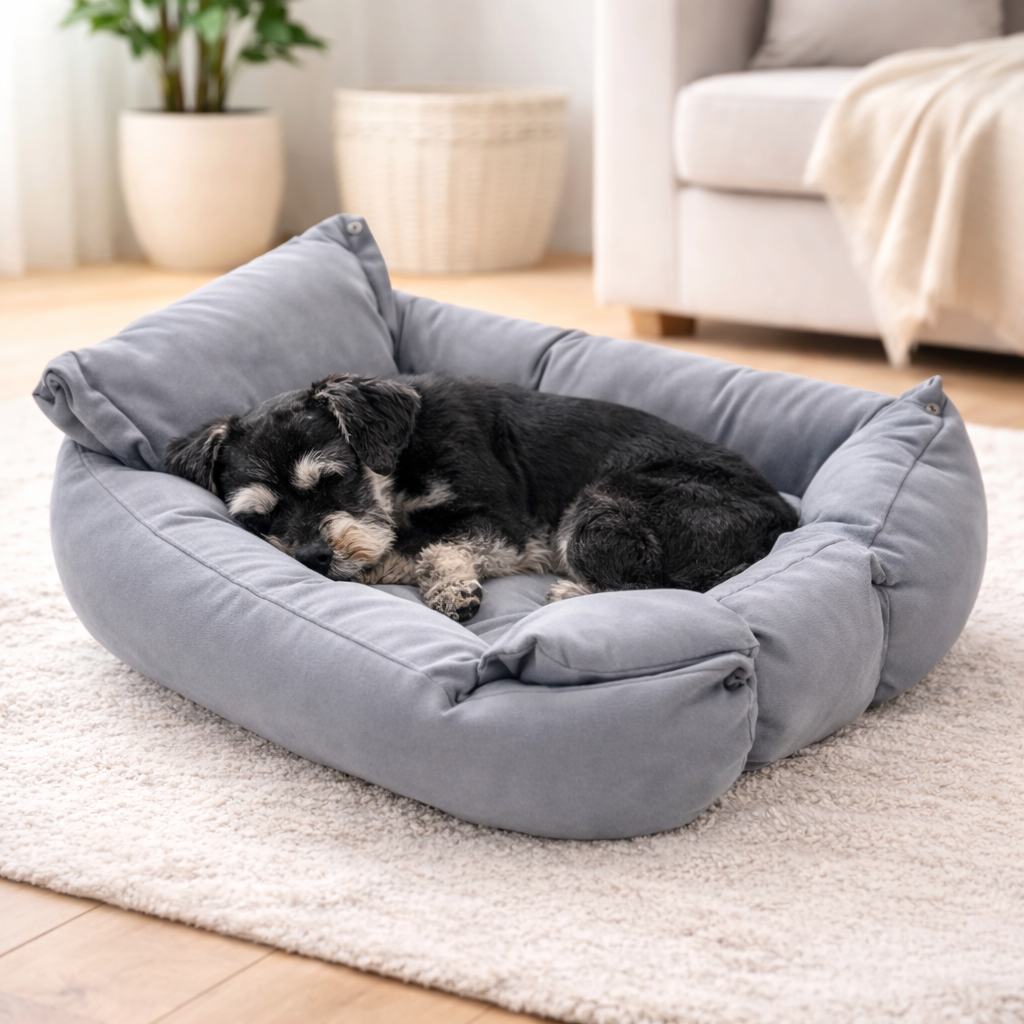 FlexiNest 3-in-1 Pet Bed – Convertible Dog & Cat Sofa Bed, Warm Plush Washable Cushion