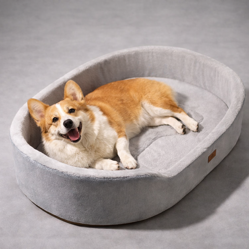 Premium Memory Foam Dog Bed – Cozy Winter Sofa Bed for Large Dogs with Raised Edges